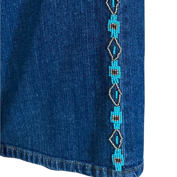 Lauren Jeans Co Ralph Lauren Women's Southwest Beaded Blue Denim Jeans Size 14 - Picture 15 of 16